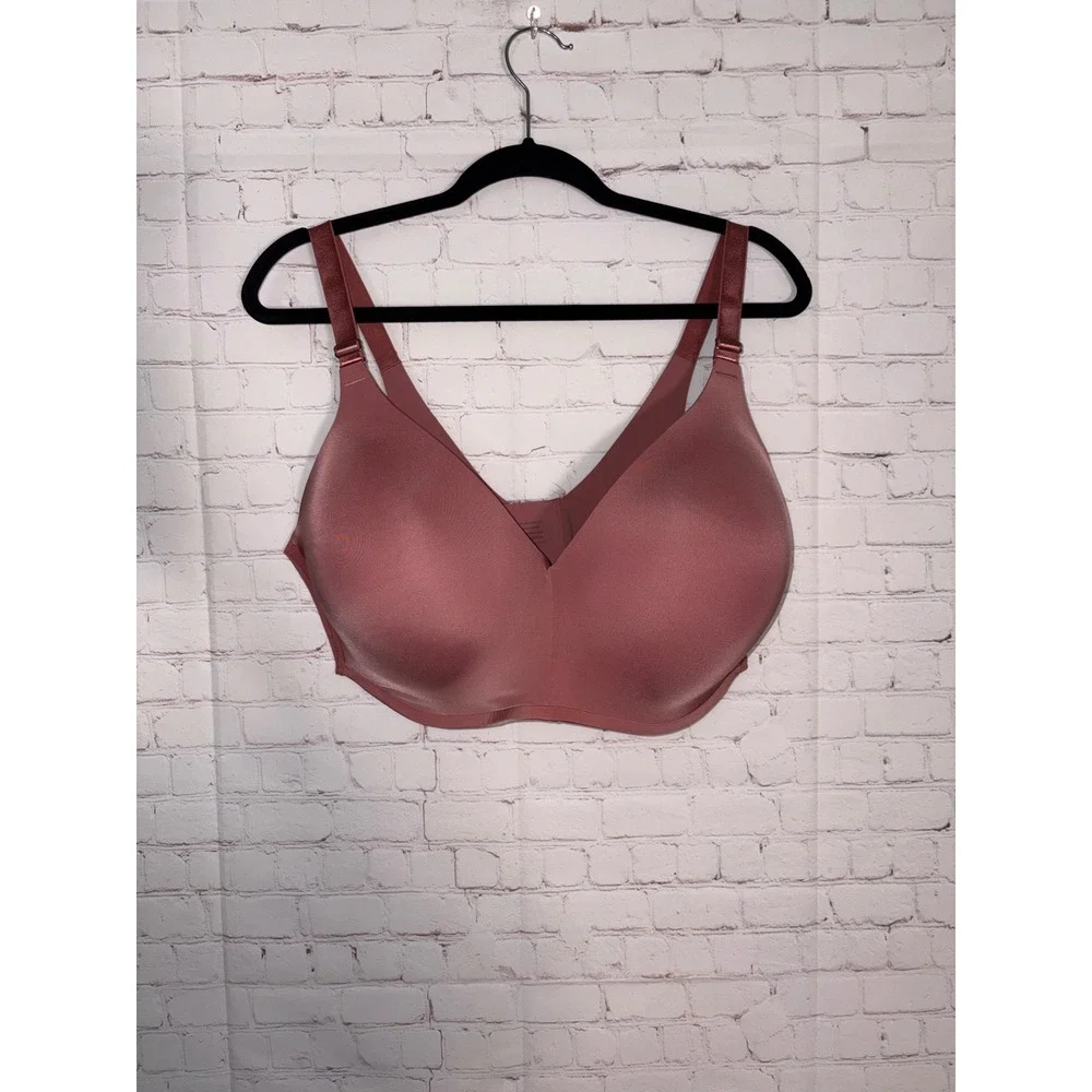 Soma Vanishing 360 Wireless Bra Antique Pink Mauve 42DDD Seamless Back Smoothing